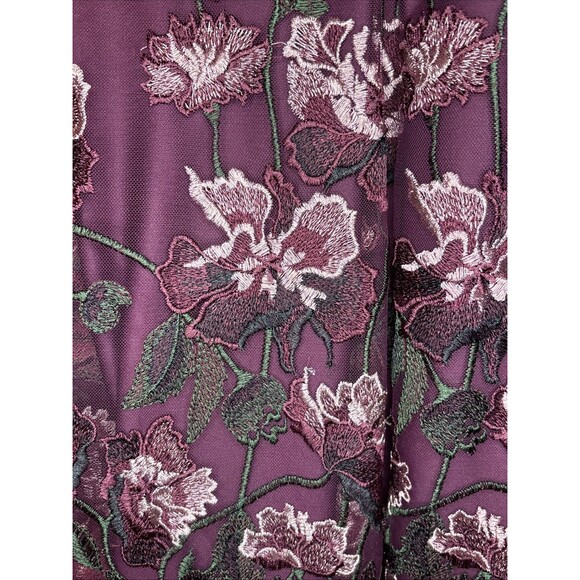Morgan & Co. Size 12 Dress Burgundy Mesh Floral Embroidered Prom Homecoming - Picture 4 of 10